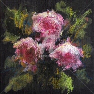 Desenho intitulada "les fleurs roses" por Fabienne Monestier, Obras de arte originais