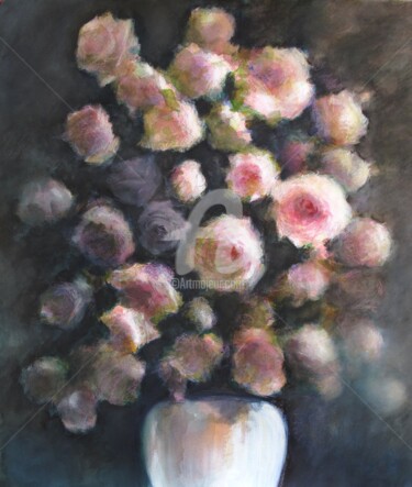 Peinture intitulée "Bouquet classique" par Fabienne Monestier, Œuvre d'art originale, Gouache