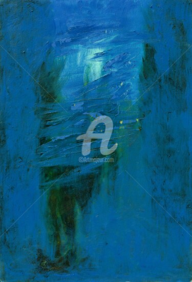Peinture intitulée "Mystère bleu" par Fabienne Monestier, Œuvre d'art originale, Huile Monté sur Châssis en bois