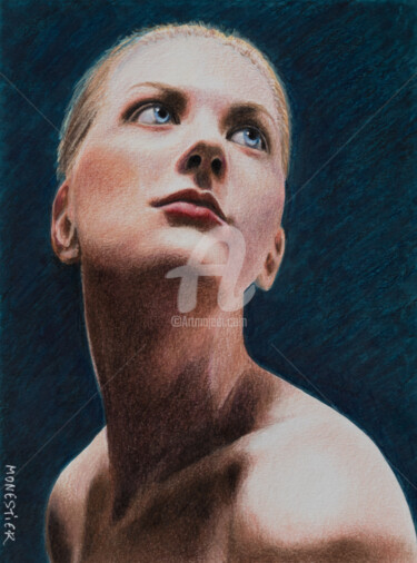 Dessin intitulée "Portrait" par Fabienne Monestier, Œuvre d'art originale, Crayon