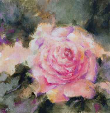 Painting titled "Rose romantique" by Fabienne Monestier, Original Artwork, Acrylic