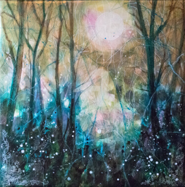 Peinture intitulée "La forêt enchantée" par Fabienne Monestier, Œuvre d'art originale, Acrylique