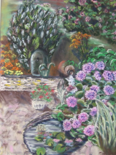 Pintura intitulada "mon jardin" por Munro, Obras de arte originais