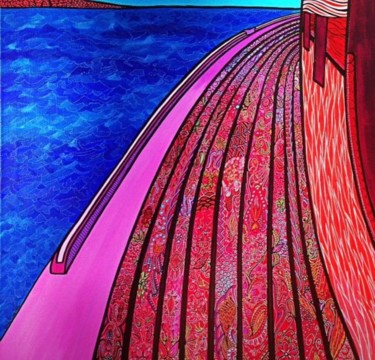 Pintura titulada "En mer" por Fabienne Riviere Patry, Obra de arte original, Acrílico Montado en Bastidor de camilla de made…
