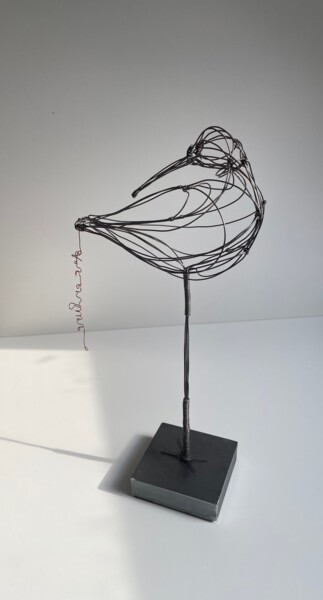 Sculpture titled "Courlis cendré" by Fabienne Quenard, Original Artwork, Wire