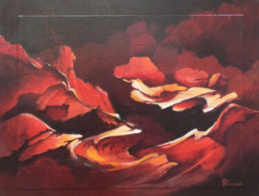 Painting titled "Tornade" by Fabienne Quinsac, Original Artwork, Acrylic
