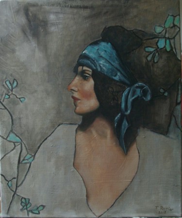 Pittura intitolato "Femme des années 19…" da Fabienne Rattier, Opera d'arte originale, Olio