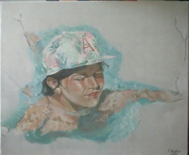 Painting titled "Inès" by Fabienne Rattier, Original Artwork, Oil