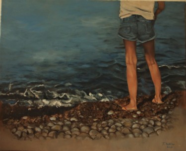 Peinture intitulée "Bord de mer" par Fabienne Rattier, Œuvre d'art originale, Huile
