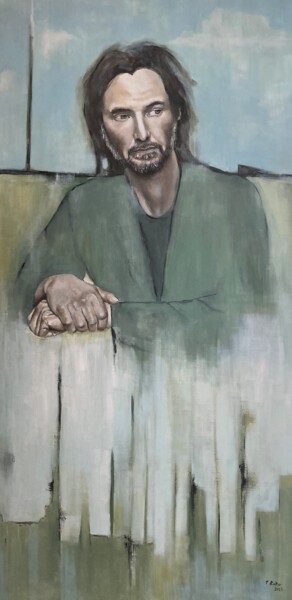 Painting titled "Homme matrice" by Fabienne Rattier, Original Artwork, Oil Mounted on Wood Stretcher frame