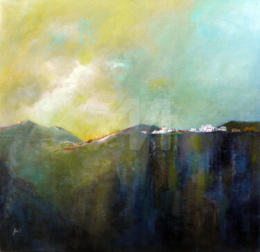 Schilderij getiteld "Sur la falaise 2" door Fasi, Origineel Kunstwerk, Acryl