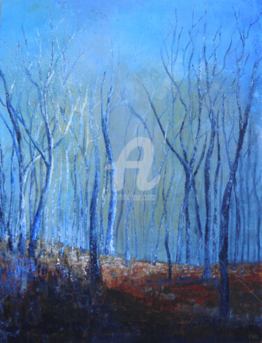 Painting titled "La forêt bleue" by Fasi, Original Artwork, Acrylic