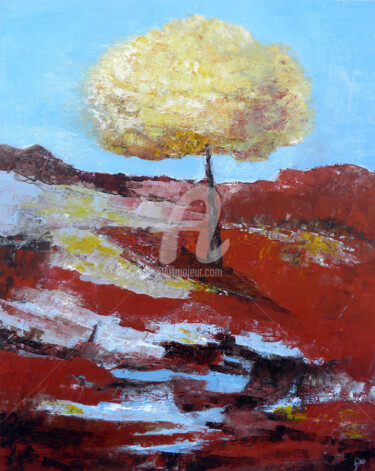 Painting titled "L'arbre" by Fasi, Original Artwork, Acrylic