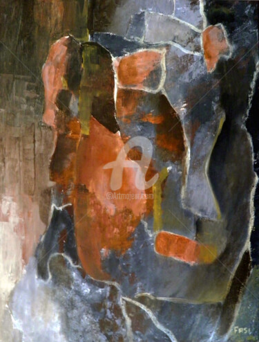 Peinture intitulée "L'homme bleu" par Fasi, Œuvre d'art originale, Acrylique