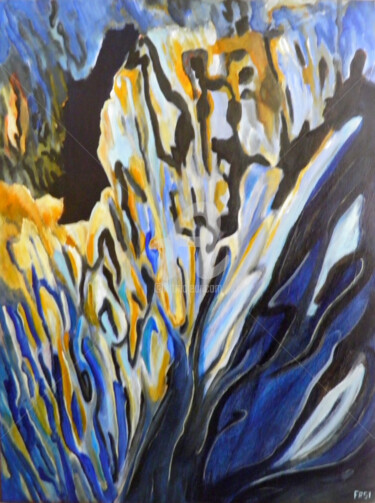 Painting titled "Corail bleu" by Fasi, Original Artwork, Acrylic