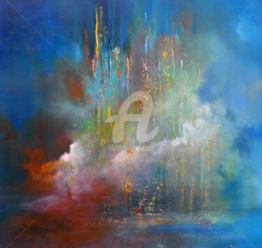 Pittura intitolato "Pluie cosmique" da Fasi, Opera d'arte originale, Olio