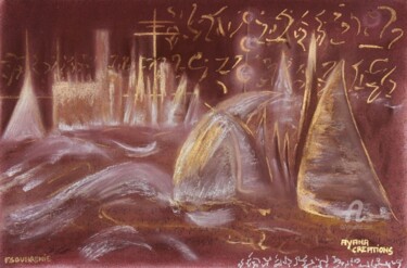 Картина под названием "Ville lumière" - Fabienne Soubrenie, Подлинное произведение искусства, Пастель