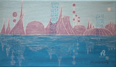 제목이 "Ville lumière 2"인 미술작품 Fabienne Soubrenie로, 원작, 아크릴 나무 들것 프레임에 장착됨