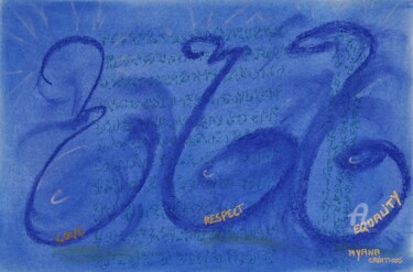 Schilderij getiteld "Les 3 messagers" door Fabienne Soubrenie, Origineel Kunstwerk, Pastel