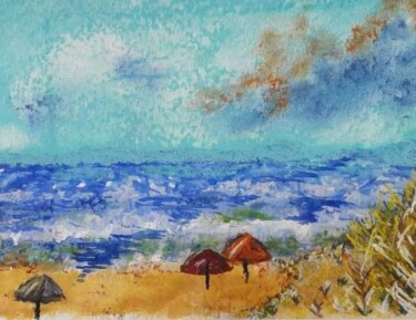 Peinture intitulée "Sur la dune II" par Fabienne Touzladjian, Œuvre d'art originale, Aquarelle