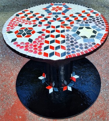 Design intitulée "Table Géométrique R…" par Fabienne Bar, Œuvre d'art originale, Mosaïque