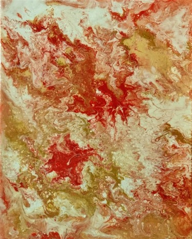 Peinture intitulée "Or en rouge" par Fabienne Bar, Œuvre d'art originale, Acrylique