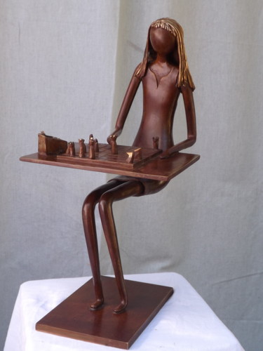 Sculpture intitulée "la joueuse" par Faby, Œuvre d'art originale, Métaux