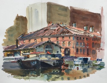 Painting titled "Toulouse, Port Sain…" by Vincent Dumolard, Original Artwork, Watercolor