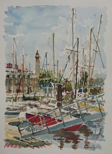Peinture intitulée "Lorient, le port" par Vincent Dumolard, Œuvre d'art originale, Aquarelle
