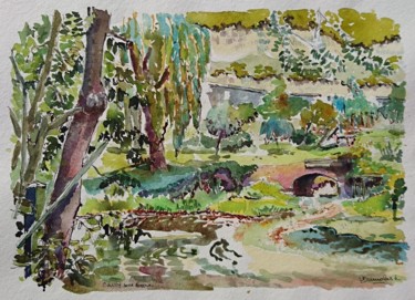 Painting titled "Cailly sur Eure, le…" by Vincent Dumolard, Original Artwork, Watercolor