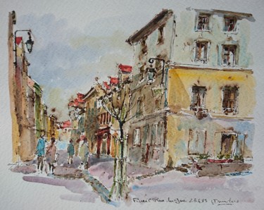 Painting titled "Rueil, rue du Gué" by Vincent Dumolard, Original Artwork, Watercolor