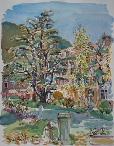 Peinture intitulée "Uriage, le cèdre" par Vincent Dumolard, Œuvre d'art originale, Aquarelle