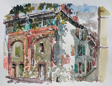 Painting titled "Toulouse, Place Sai…" by Vincent Dumolard, Original Artwork, Watercolor