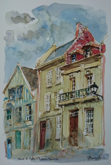 Painting titled "Amiens, rue de Metz…" by Vincent Dumolard, Original Artwork, Watercolor