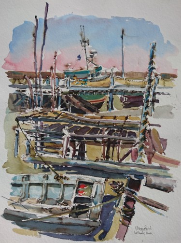 Peinture intitulée "La Faute-sur-Mer" par Vincent Dumolard, Œuvre d'art originale, Aquarelle