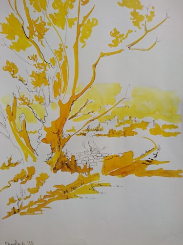 Peinture intitulée "L'arbre" par Vincent Dumolard, Œuvre d'art originale, Aquarelle