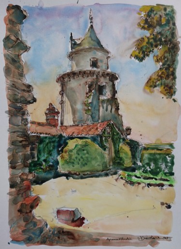 Painting titled "Château d'Apremont,…" by Vincent Dumolard, Original Artwork, Watercolor