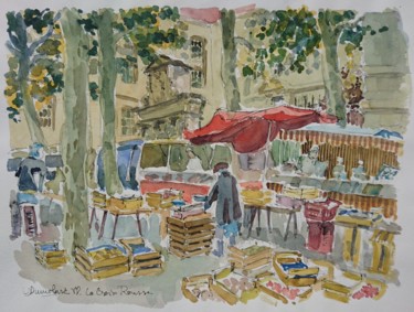 Painting titled "Le marché de la Cro…" by Vincent Dumolard, Original Artwork, Watercolor