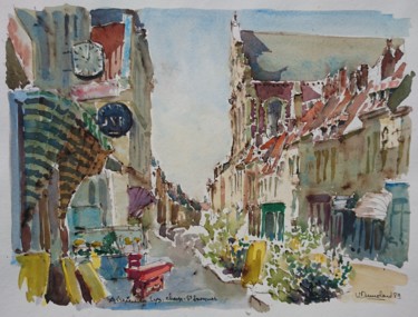 Malerei mit dem Titel "Aire-sur-la-Lys, Ch…" von Vincent Dumolard, Original-Kunstwerk, Aquarell