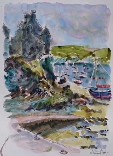 Painting titled "Le Conquet" by Vincent Dumolard, Original Artwork, Watercolor