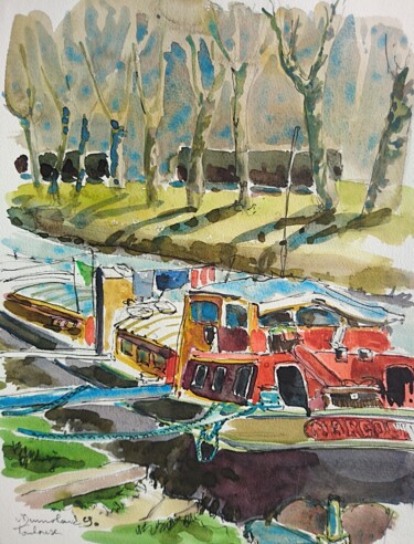 Pintura intitulada "Toulouse - Canal du…" por Vincent Dumolard, Obras de arte originais, Aquarela