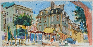 Peinture intitulée "Rue à Mende" par Vincent Dumolard, Œuvre d'art originale, Aquarelle