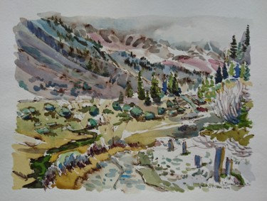 Painting titled "Col des Montets - A…" by Vincent Dumolard, Original Artwork, Watercolor