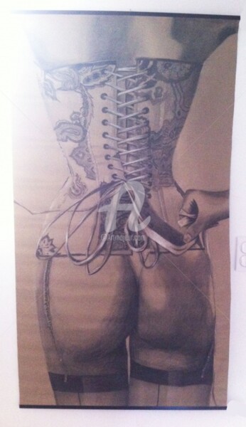 Peinture intitulée "corset-de-dos-geant…" par Fabienne Rousseau, Œuvre d'art originale, Autre
