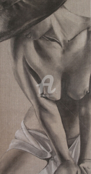 Peinture intitulée "femme-au-chapeau.jpg" par Fabienne Rousseau, Œuvre d'art originale, Pastel