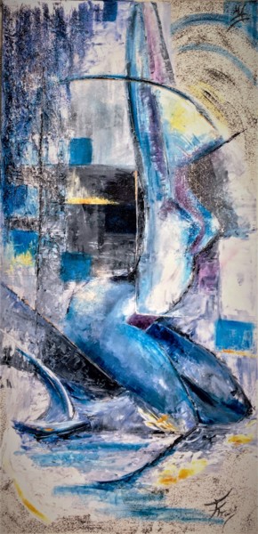 Pittura intitolato "Sirene" da Fabienne Pasquier Treuillet, Opera d'arte originale, pigmenti Montato su Telaio per barella i…