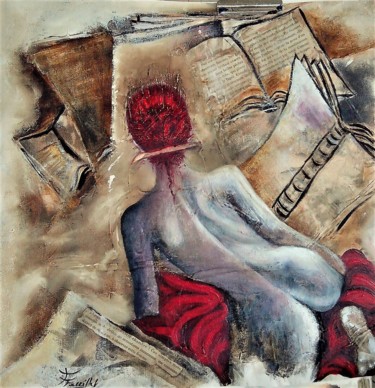 Ζωγραφική με τίτλο "La Muse de l'écriva…" από Fabienne Pasquier Treuillet, Αυθεντικά έργα τέχνης, Χρωστικές ουσίες Τοποθετήθ…