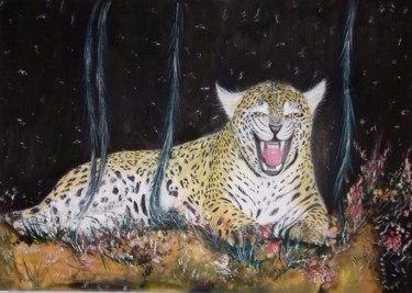 Drawing titled "Felino" by Fábio Francisco Silva, Original Artwork, Oil