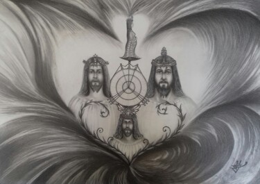 Desenho intitulada "Deus e a Divina Pro…" por Fábio Francisco Silva, Obras de arte originais, Lápis