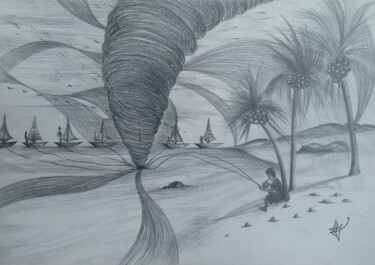 Dibujo titulada "Tornado" por Fábio Francisco Silva, Obra de arte original, Lápiz